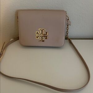 Tory Burch Crossbody Bag in Beige with Gold Logo